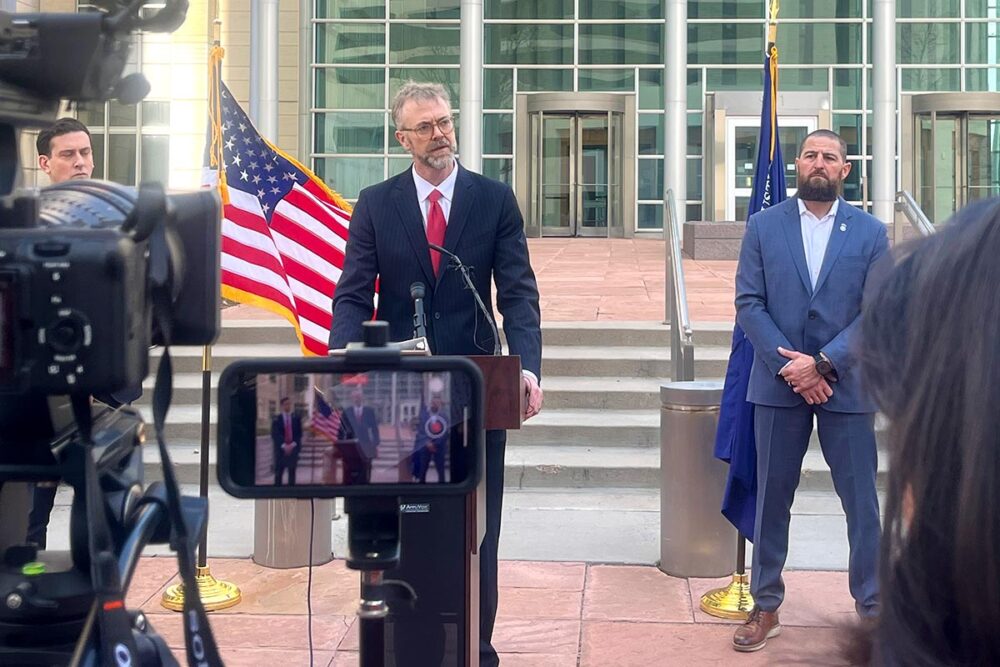 Verdict in the Correa trial in the United States: Michael Sang Correa found guilty on all counts. Photo: Prosecutor J. Bishop Grewell speaks at a press briefing in court in Denver, Colorado.