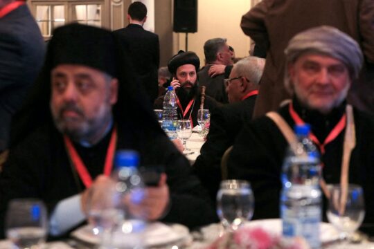 Representatives and dignitaries of Syrian communities attend a two-day national dialogue conference in Damascus (Syria)